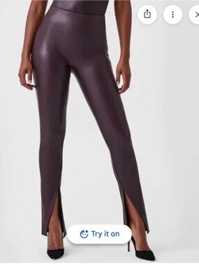 Spanx leather-like front slit - cherry chocolate